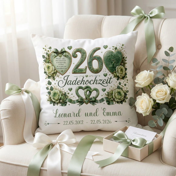 Jadehochzeit Kissen personalisiert als romantisches Hochzeitsjubiläum Geschenk