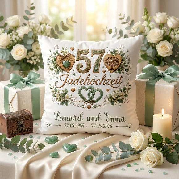 Hochzeitsjubiläum Geschenk Jadehochzeit personalisiertes Kissen