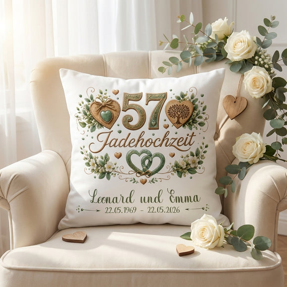 Geschenk Jadehochzeit personalisiertes Kissen