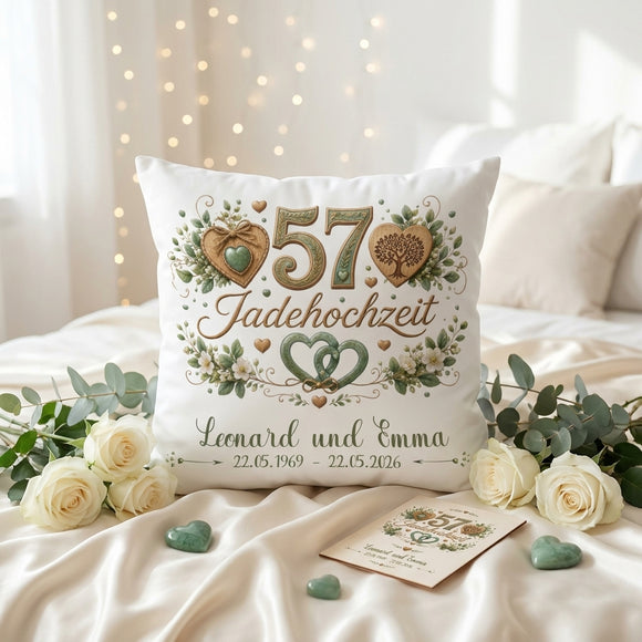 Geschenk Jadehochzeit mit Namen und Datum für 57 Jahre Ehe