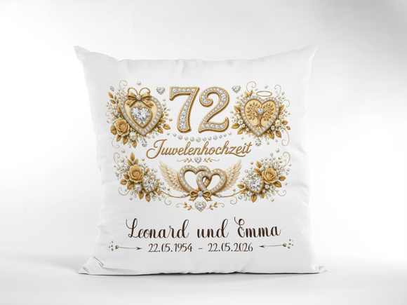 Geschenk zum 72. Hochzeitstag mit Namen und Hochzeitsdatum