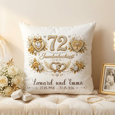 Geschenk Juwelenhochzeit personalisiertes Kissen zum 72. Hochzeitstag