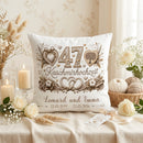 Personalisiertes Kissen zur Kaschmirhochzeit mit Kaschmirmotiv, Herzen und Lebensbaum