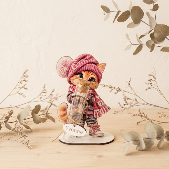 Personalisiertes Geschenk für Katzenfan Frau mit süßem Katzenmotiv