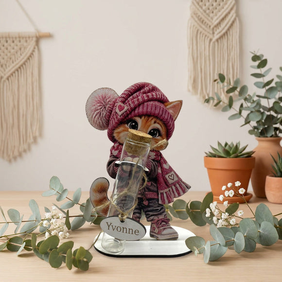 Geschenk Katzenliebhaberin mit Katze und personalisiertem Wunschnamen