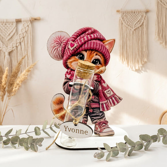 Geld originell verschenken mit Katzenmotiv und personalisiertem Namen