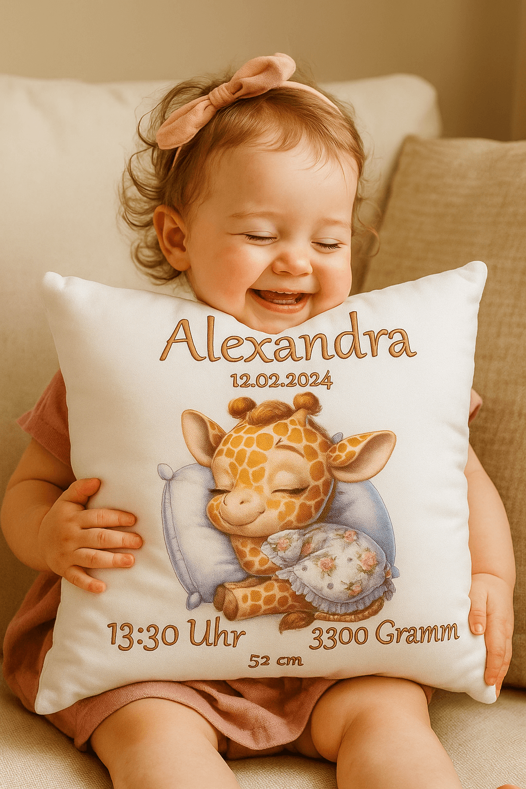 kind mit Personalisiertes Kissen
