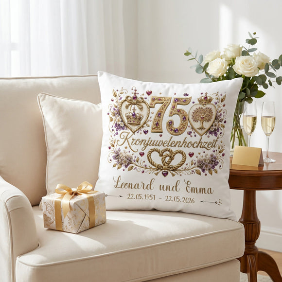 Geschenk Kronjuwelenhochzeit personalisiertes Kissen