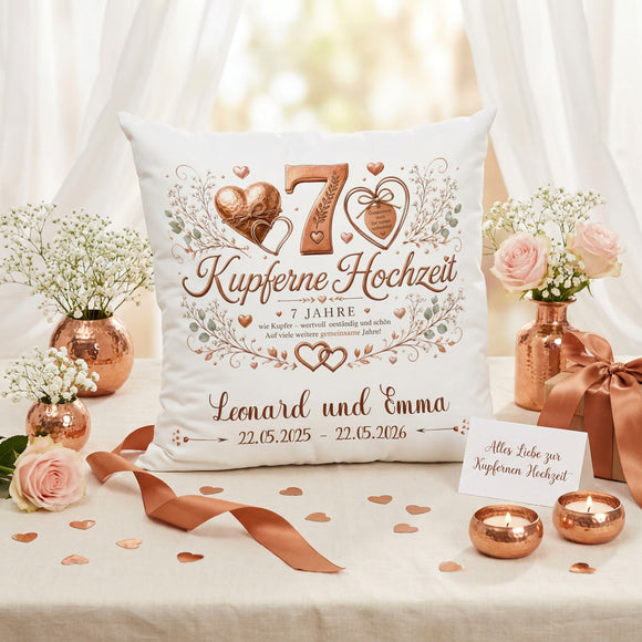 Kupferne Hochzeit Kissen personalisiert als romantisches Hochzeitsjubiläum Geschenk