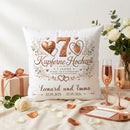 Geschenk Kupferne Hochzeit – personalisiertes Kissen mit Namen und Datum zum 7. Hochzeitstag