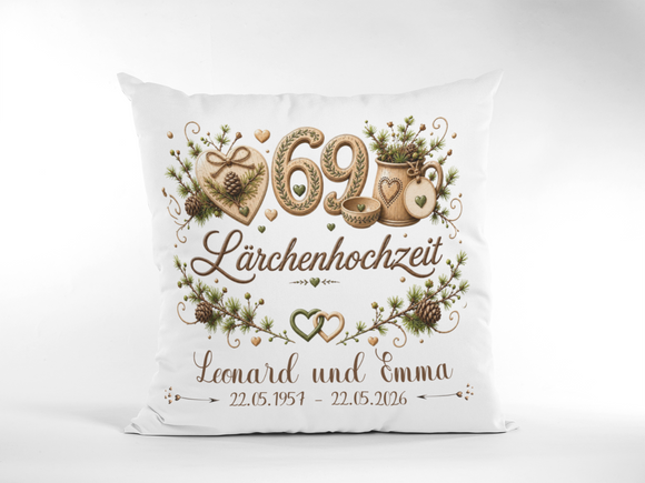 Personalisiertes Kissen Lärchenhochzeit für Ehepaar
