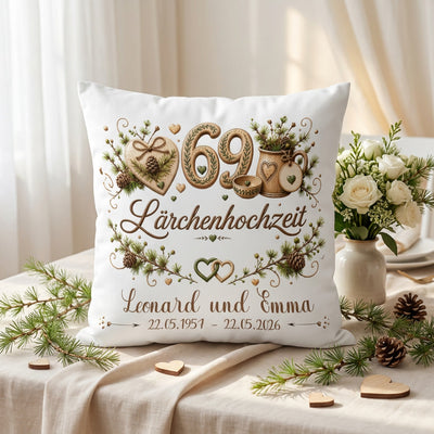 Geschenk Lärchenhochzeit personalisiertes Kissen zum 69. Hochzeitstag