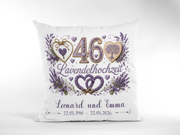 Lavendelhochzeit Kissen personalisiert als hochwertiges Hochzeitsjubiläum Geschenk