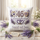 Geschenk Lavendelhochzeit – personalisiertes Kissen mit Namen und Datum zum 46. Hochzeitstag