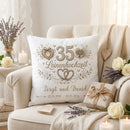 Geschenk zum 35. Hochzeitstag mit romantischem Leinenhochzeit-Design und Namen des Ehepaares