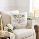 Hochwertiges Kissen zur Leinenhochzeit mit Namen, Datum und naturinspiriertem Design