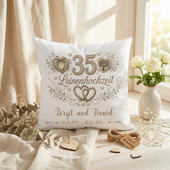 Romantisches Geschenk zur Leinenhochzeit mit individueller Personalisierung