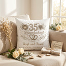 Geschenk Leinenhochzeit – personalisiertes Kissen mit Namen und Datum