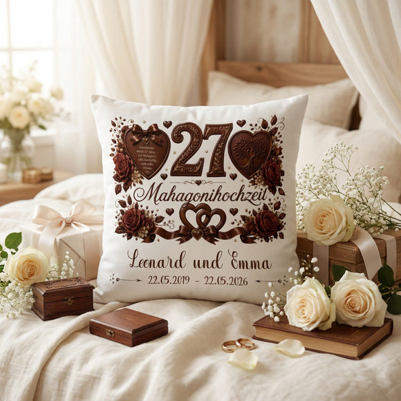 Mahagonihochzeit Kissen personalisiert als romantisches Hochzeitsjubiläum Geschenk