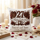 Geschenk Mahagonihochzeit – personalisiertes Kissen mit Namen und Datum zum 27. Hochzeitstag