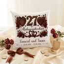 Geschenk Mahagonihochzeit – personalisiertes Kissen mit Namen und Datum