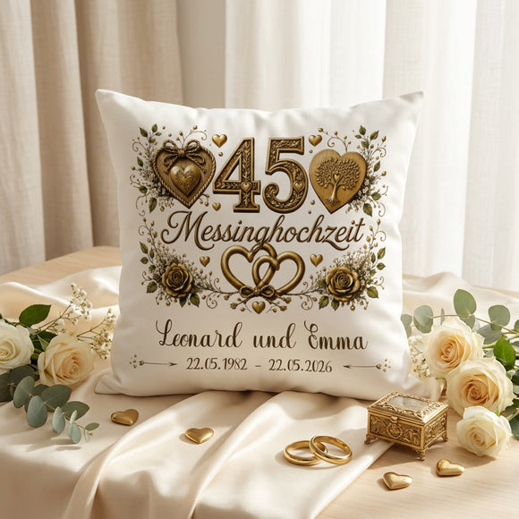 Geschenk zum 45. Hochzeitstag mit elegantem Messinghochzeit-Design und Namen des Ehepaares