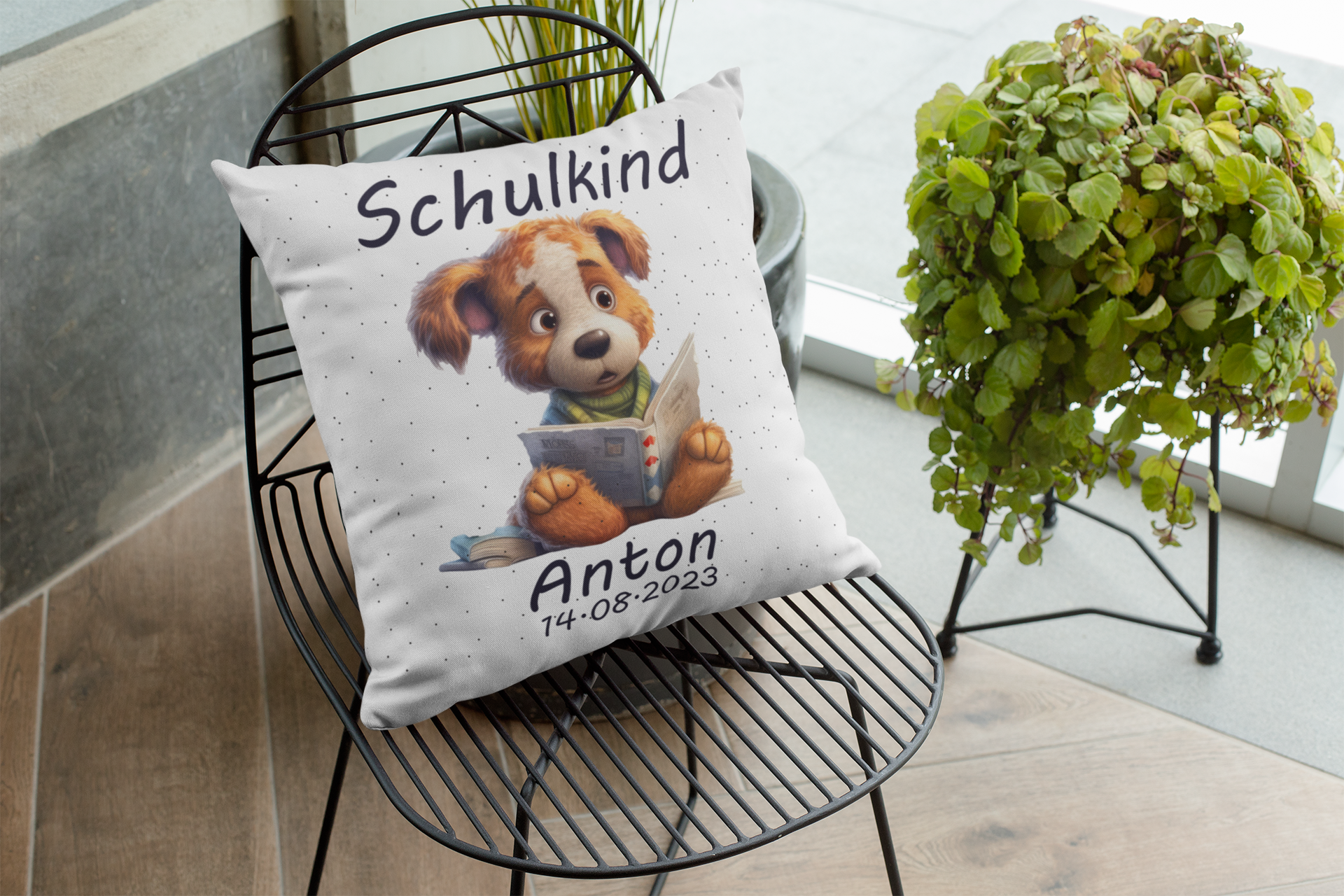 Einschulungs Geschenk | Kissen mit Namen Mädchen Jungen| Geschenke 1. Klasse |originelle Schulkind Geschenke Personalisiert Junge hund