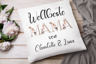 Personalisiertes Kissen für Mama Geschenk | Beste Mama der Welt | Weihnachtsgeschenk Mama