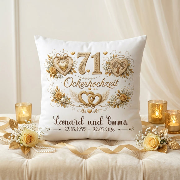Geschenk Ockerhochzeit mit Namen und Hochzeitsdatum für 71 Jahre Ehe