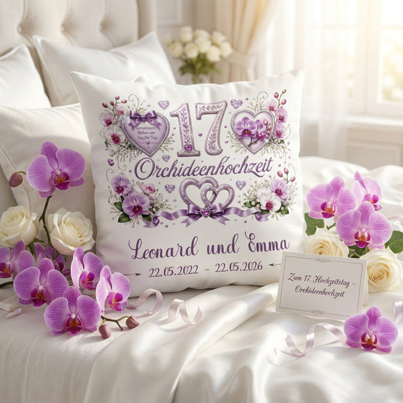 Orchideenhochzeit Kissen personalisiert als romantisches Hochzeitsjubiläum Geschenk