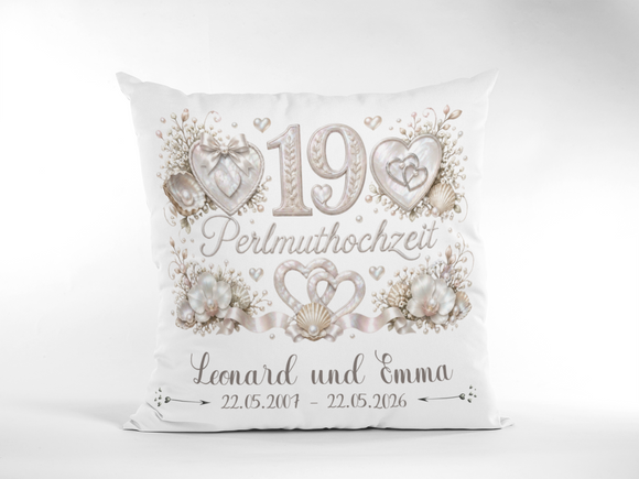 Perlmutthochzeit Kissen personalisiert als romantisches Hochzeitsjubiläum Geschenk