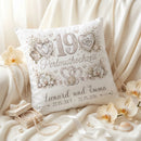 Geschenk 19. Hochzeitstag – personalisiertes Kissen zur Perlmutthochzeit mit Muscheln, Perlen und Namen