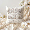 Geschenk Perlmutthochzeit – personalisiertes Kissen mit Namen und Datum zum 19. Hochzeitstag