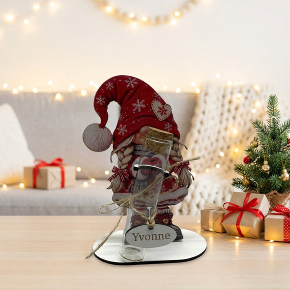 Geldgeschenk Weihnachten Frau mit Wichtelfrau und personalisiertem Namen