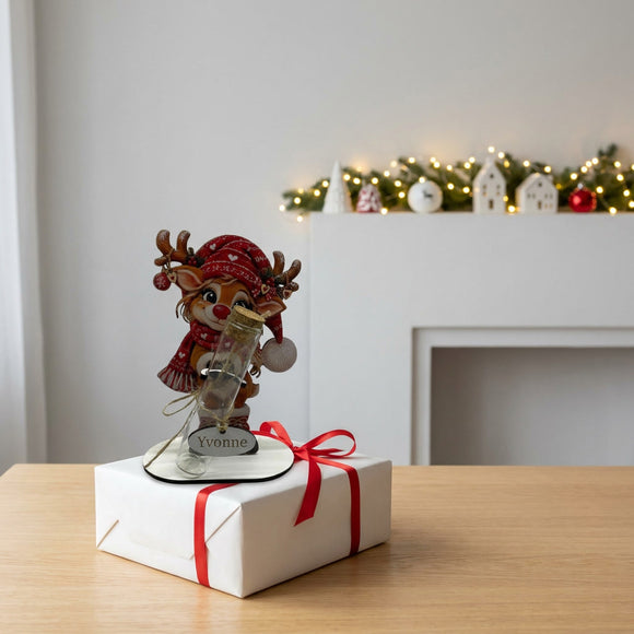 1. Weihnachtsgeschenk mit Geld Rentier Schneeflocken und Wunschname