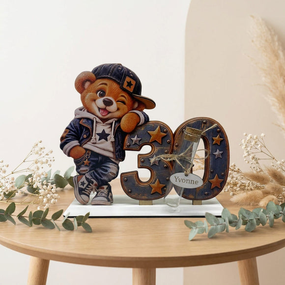 Geburtstagsgeschenk Mann zum 30. mit Teddy Sternen und Jeans-Look