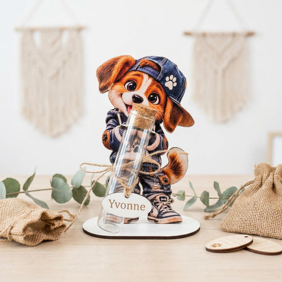 Geschenk Hundeliebhaber mit Hund und personalisiertem Wunschnamen