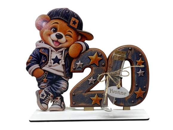 Geschenk 20. Geburtstag Mann mit Glasröhrchen für einen Geldschein