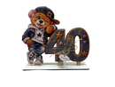 Geldgeschenk zum 40. Geburtstag mit großer Zahl 40 und Teddy mit Cap