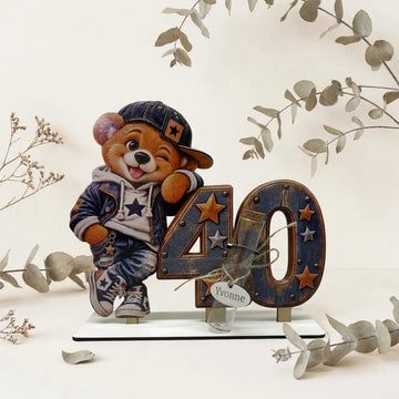 Geldgeschenk 40. Geburtstag Mann mit Teddy und personalisiertem Namen