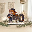 1. Geldgeschenk 40 Mann mit Glasröhrchen Teddy und blau braunem Design