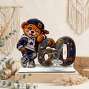 1. Geldgeschenk 60 Mann mit Glasröhrchen Teddy und blau braunem Design