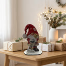 Weihnachtsgeschenk mit Name und Wichtel im roten Schneeflocken Design