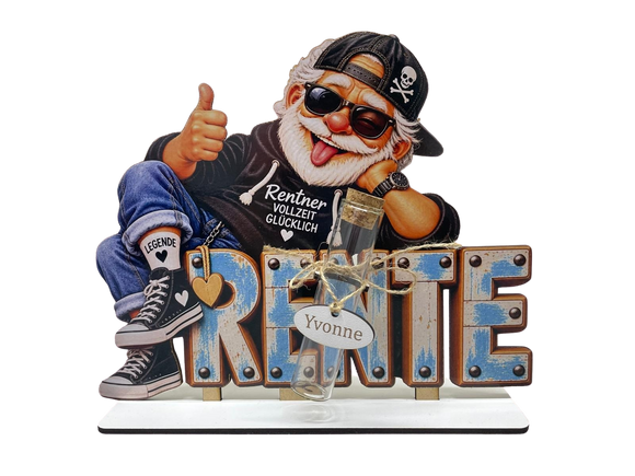 Personalisiertes Rentengeschenk für Männer mit Glasröhrchen und Wunschname