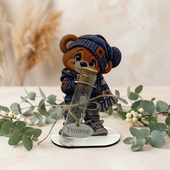 Geldgeschenk Mann mit Teddybär und personalisiertem Wunschnamen