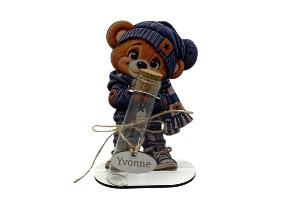 Personalisiertes Geschenk für Männer mit Teddy und Glasröhrchen