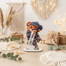 Teddy Geschenk mit blauer Bommelmütze Schal und Namensanhänger