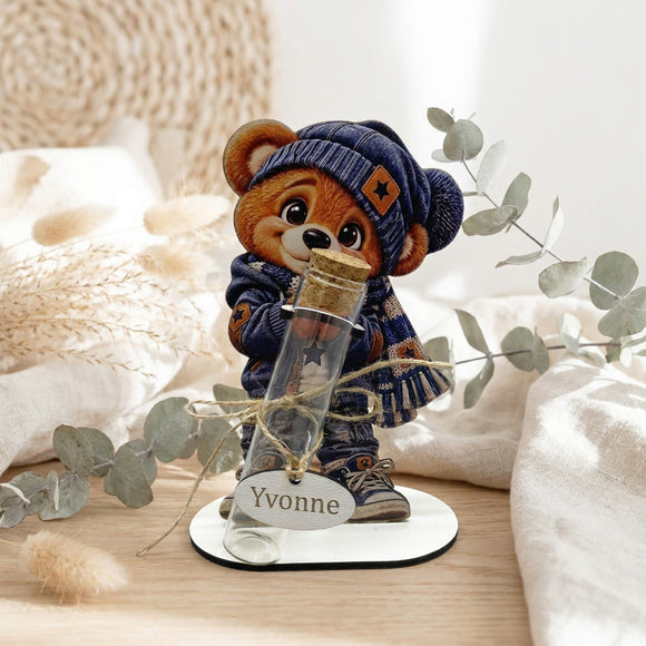 Geld originell verschenken mit Teddy Motiv und personalisiertem Anhänger