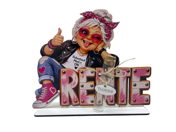 Personalisiertes Rentengeschenk für Frauen mit Glasröhrchen und Wunschname