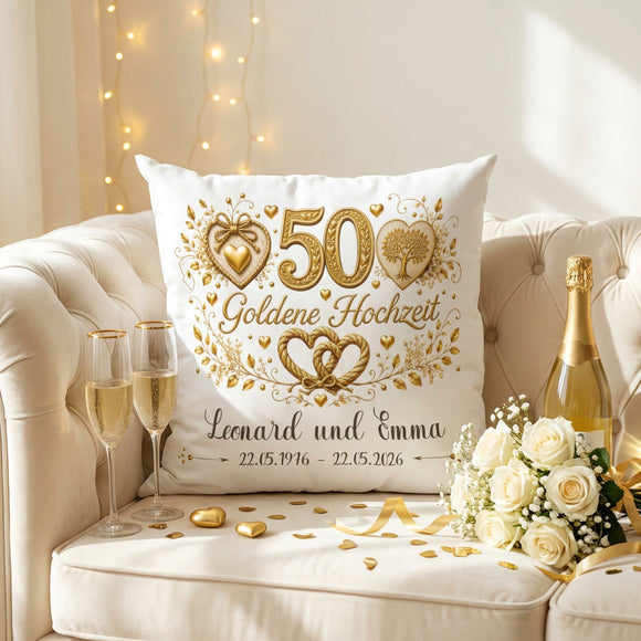 Personalisiertes Kissen für 50 Jahre verheiratet